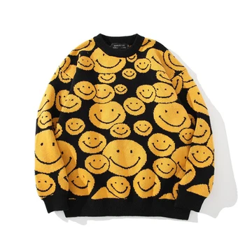 Meeste Mõõdus Kampsunid 2021 Sügis-Talve Kollektsiooni Naeratus Cartoon Riided Hip-Hop Streetwear Pullover Harajuku Meeste Kampsun